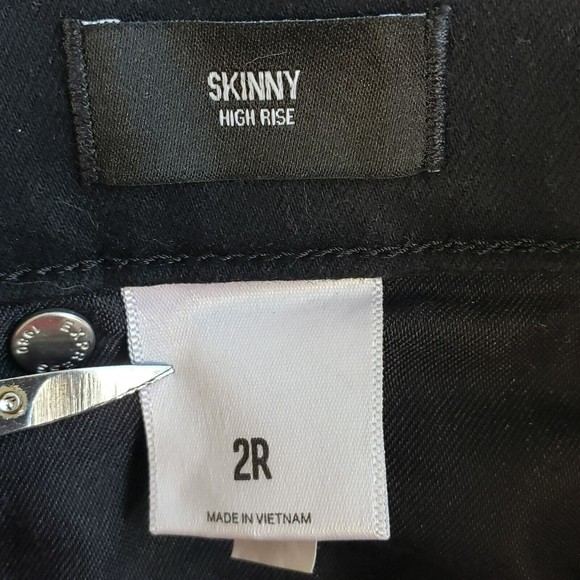 Express Skinny High Rise Jeans Women Size 2R Black Denim 5 Pockets Logo Stretch - Picture 3 of 12